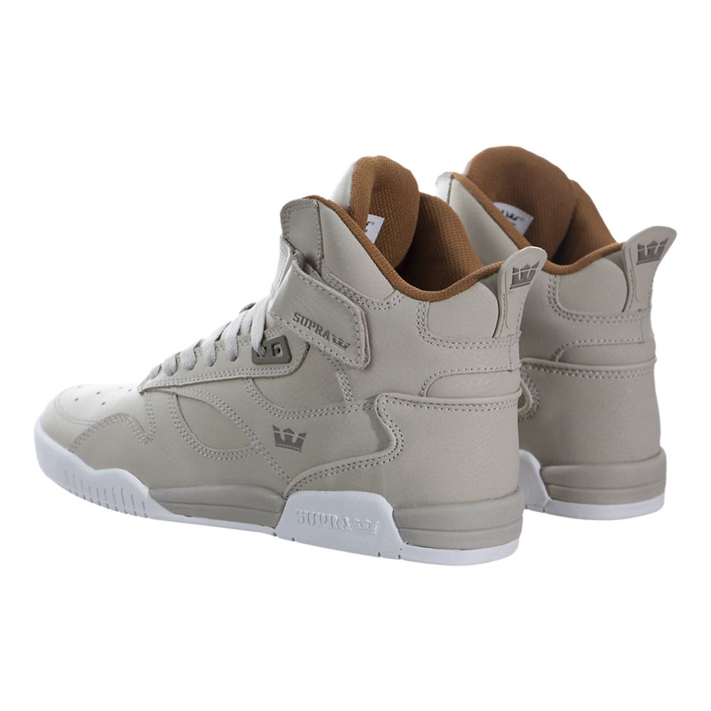 Baskets Montantes Supra Bleeker Grise Tan Khaki/White Homme | YYN-40993844